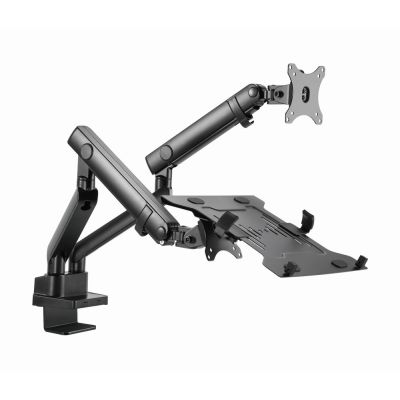 3. GEMBIRD ADJUSTABLE DESK ARM/MOUNT FOR 2 MONITORS + NOTEBOOK SHELF 17–32, VESA 100 X 100 MM, UP TO 8 KG