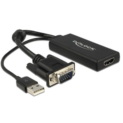 4. DeLOCK 0.25m VGA+USB2.0-A/HDMI 0.25 m VGA (D-Sub) + USB Black