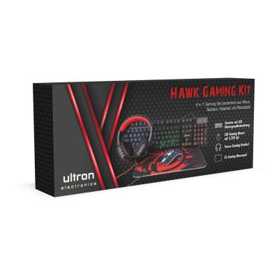 6. Ultron HAWK Gaming Set Keyboard Mouse Included QWERTZ German Black, Red, White