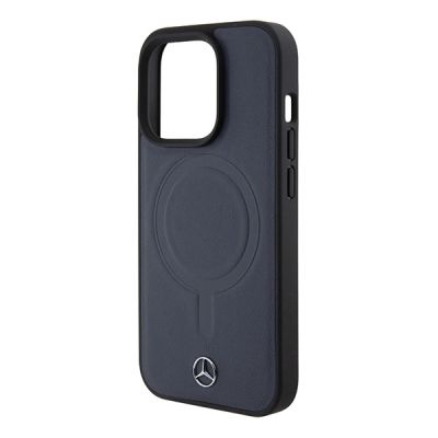 6. Mercedes Smooth Leather MagSafe case for iPhone 15 Pro - navy blue