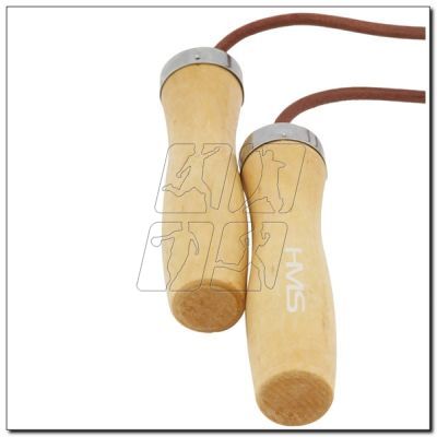 3. Leather skipping rope with a wooden handle HMS SK07