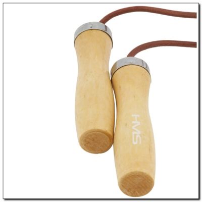 3. Leather skipping rope with wooden handle HMS SK07 