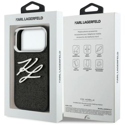 8. Karl Lagerfeld IML Glitter KL Diamond Logo Case for iPhone 17 Pro - Black