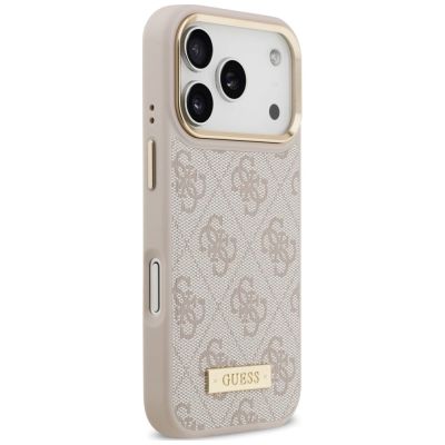 4. Guess 4G Logo Plate MagSafe Case for iPhone 18 Pro / 17 Pro – Pink