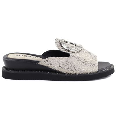 Women's silver low wedge flip-flops M.Daszyński MR2267-7