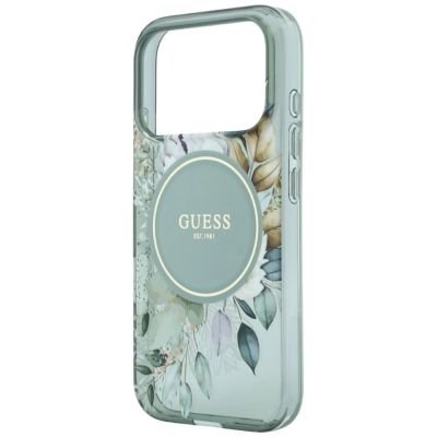 5. Guess IML Flowers Pearl Strap MagSafe Case for iPhone 18 Pro / 17 Pro – Green
