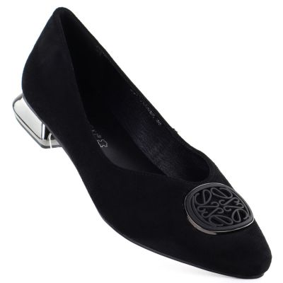 2. Women's ballerinas with decorative heels, black Potocki SZ12770
