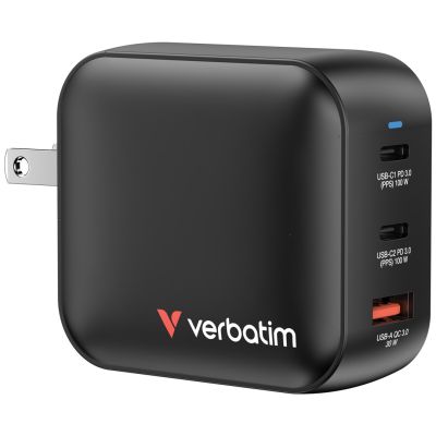 3. Verbatim GaN Charger 100W Universal Black AC Fast Charging Internal