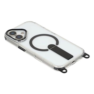 5. iPhone 17 case with stand, short strap (30 cm) and long strap (120 cm), compatible with MagSafe - black