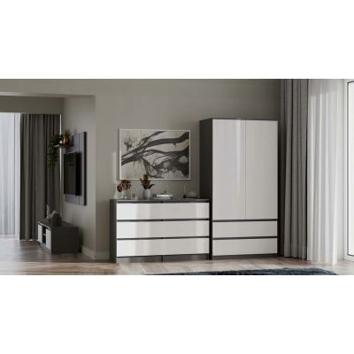 8. M6 MALWA CHEST OF DRAWERS 120CM ANT/WHITE SET