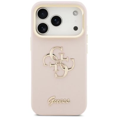 3. Guess Grained Big 4G & Stand Camera Case for iPhone 17 Pro - Pink