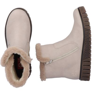 14. Beige women’s ankle boots with fur lining Rieker Y3481-60