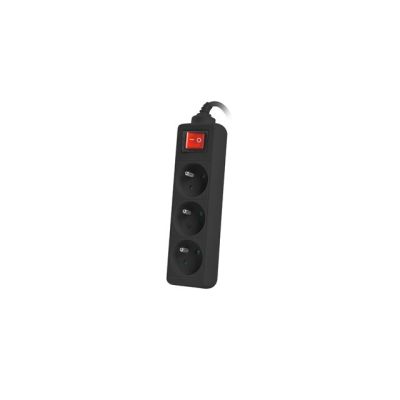 2. LANBERG 3 m Extension Lead with 3 x 230 V Type E Sockets, Switch and Solid Copper Cable, Black