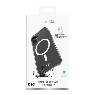 2. Puro Impact Clear D3O TPU+PC MagSafe Compatible Case for iPhone 17 - Transparent