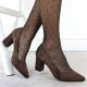 6. Women's chocolate suede pumps with a block heel Sergio Leone PB414