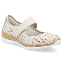 Rieker N4299-60 comfortable women's shoes with openwork velcro in beige