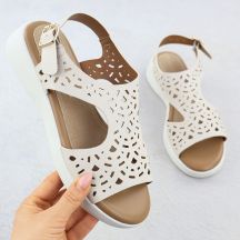 Women's cream openwork elevated sandals Sergio Leone SK-850