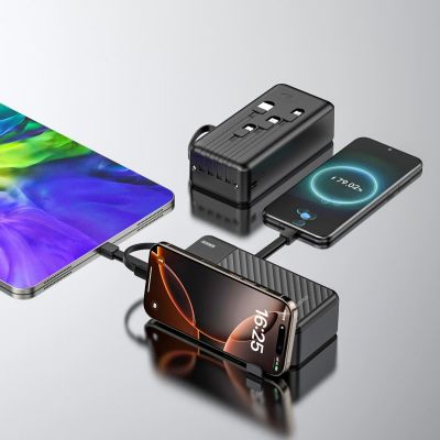 3. Dudao K11 Max 30000mAh Powerbank with Built-in Cables - Black