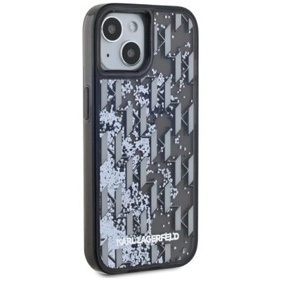 4. Karl Lagerfeld Liquide Glitter Monogram Gradient iPhone 15 Case - Black