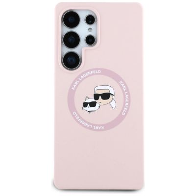 3. Karl Lagerfeld Silicone Double Heads And Circle MagSafe Samsung Galaxy S25 Ultra Case Pink