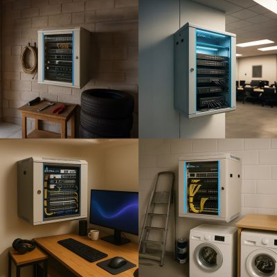 8. Extralink 9U 600x600 Gray Wall-Mounted Rack Cabinet