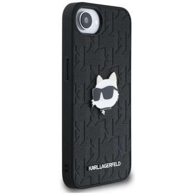 4. Karl Lagerfeld Monogram Choupette Head Pin iPhone 16e Case - Black