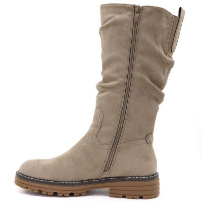 3. Women's warm, crinkled suede boots, beige M.Daszyński SA259-3