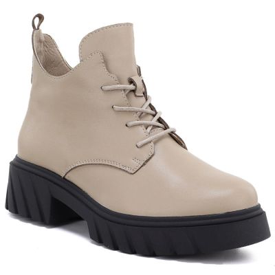 5. Women's beige leather ankle boots on the platform M.Daszyński SFY2502-11ac