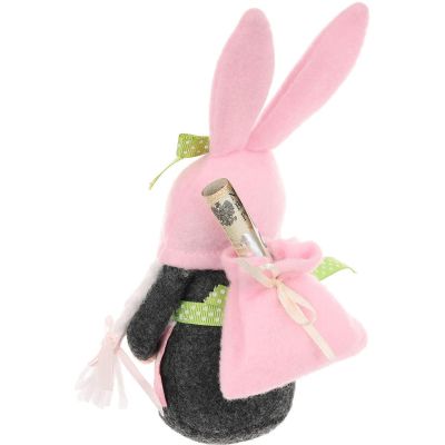 11. Gnome Bunny Girl 20cm Pink with Gift Bag Spring Decoration
