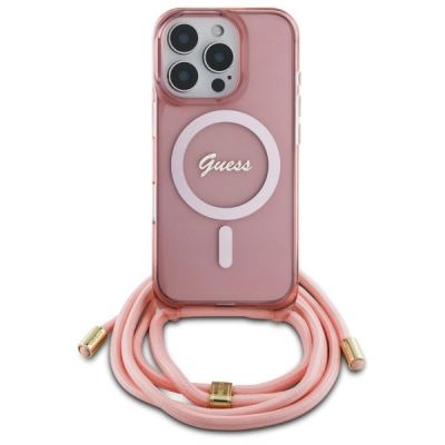 2. Guess Crossbody Cord Script MagSafe Case for iPhone 16 Pro Max - Pink