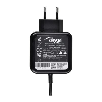 3. Akyga AK-ND-60 notebook power adapter (20V; 2.25A, 2.31A, 2.37A, 2.64A, 3.0A; 45W; USB Type-C)