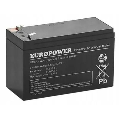 EUROPOWER EV Series AGM Battery 12V 8Ah / C10 (Lifespan 6-9 years) T1