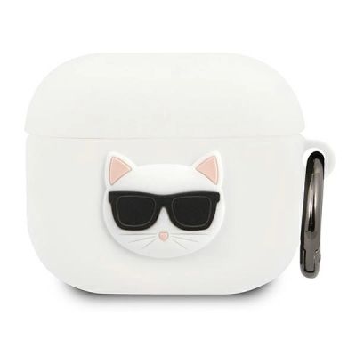 Karl Lagerfeld Silicone Choupette Case for AirPods 3 - White