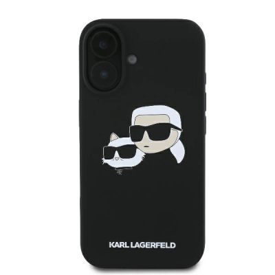 3. Karl Lagerfeld Silicone Nauble Heads Print MagSafe Case for iPhone 16 - Black