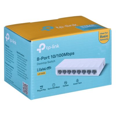5. Switch TP-LINK TL-LS1008 Quantity 8 RJ45 ports 10/100 Mb/s (auto-negotiation of connection speeds, auto MDI/MDIX)