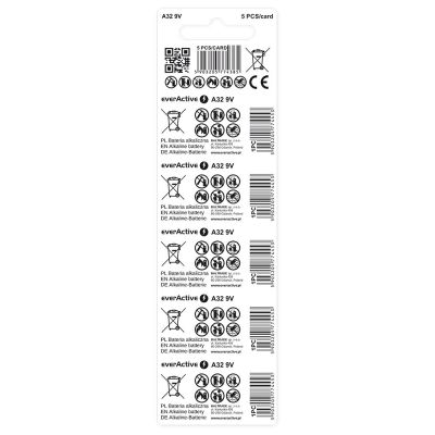 2. EVERACTIVE CAR REMOTE CONTROL BATTERIES A32/32A 9V BLISTER 5 PIECES 32A5BL