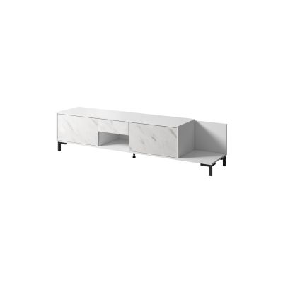TV cabinet MARMO 2D1S1K 195x40xH47.5 white matt/white marble