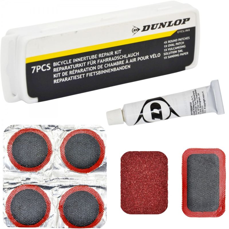 DUNLOP TUBE REPAIR KIT PATCHES AND GLUE 7 PIECES BOX