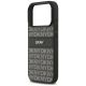 6. DKNY Repeat Texture Pattern with Tonal Stripe iPhone 17 Pro Case - Black