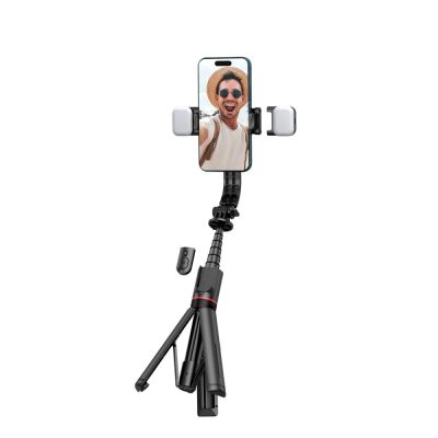 7. Tech-Protect L05S Bluetooth Selfie Stick with Tripod up to 105cm with LED Light - Black