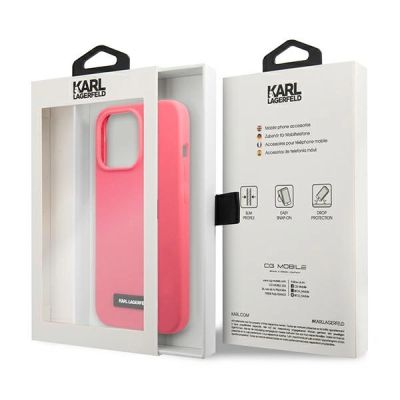 8. Karl Lagerfeld Silicone Plaque Case for iPhone 13 Pro / iPhone 13 - Fuchsia