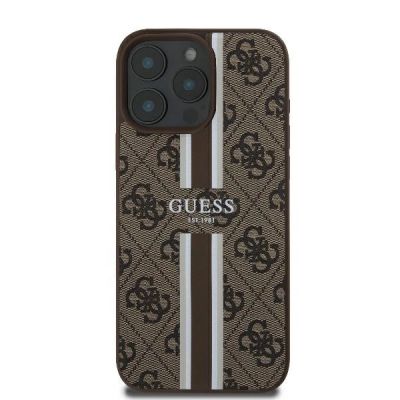 3. Guess 4G Printed Stripes MagSafe iPhone 16 Pro Case - Brown