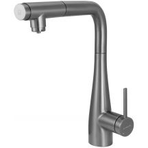 Kitchen faucet with connection to a water filter and a pull-out spout