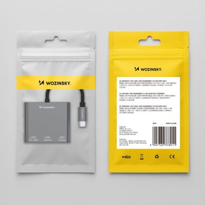 8. Hub Wozinsky WHCH-01 USB-C PD 100W HDMI 4K@30Hz USB-A 10Gbps - gray