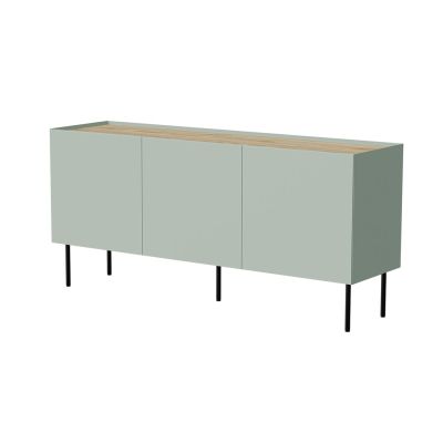 FELLINI chest of drawers 150x40x70 olive + oiled oak top