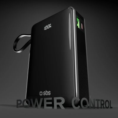 5. Powerbank SBS 20000 mAh 20W with built-in USB-C cable and digital display - black