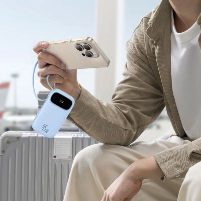 6. Baseus EnerFill FC31 20000mAh 45W Power Bank with Display with USB-C and Lightning Cables - Blue