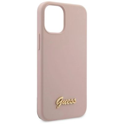 2. Guess GUHCP12SLSLMGLP iPhone 12 mini 5.4" light pink/light pink hardcase Silicone Script Gold Logo