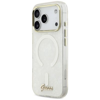 2. Guess IML Shell Script Metal MagSafe Case for iPhone 17 Pro Max - White
