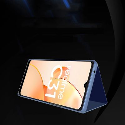 3. Clear View Case cover for Realme C31 flip cover black